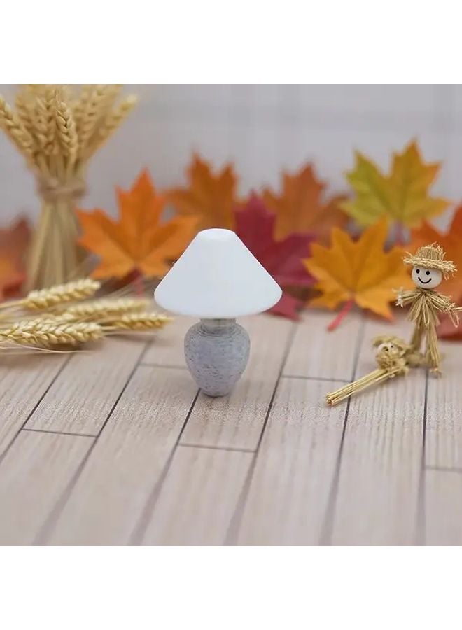 1pc Miniature Table Lamp Modern White Beige Gray Shade Dollhouse Diorama Lighting - Image 4