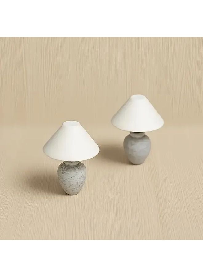 1pc Miniature Table Lamp Modern White Beige Gray Shade Dollhouse Diorama Lighting - Image 2