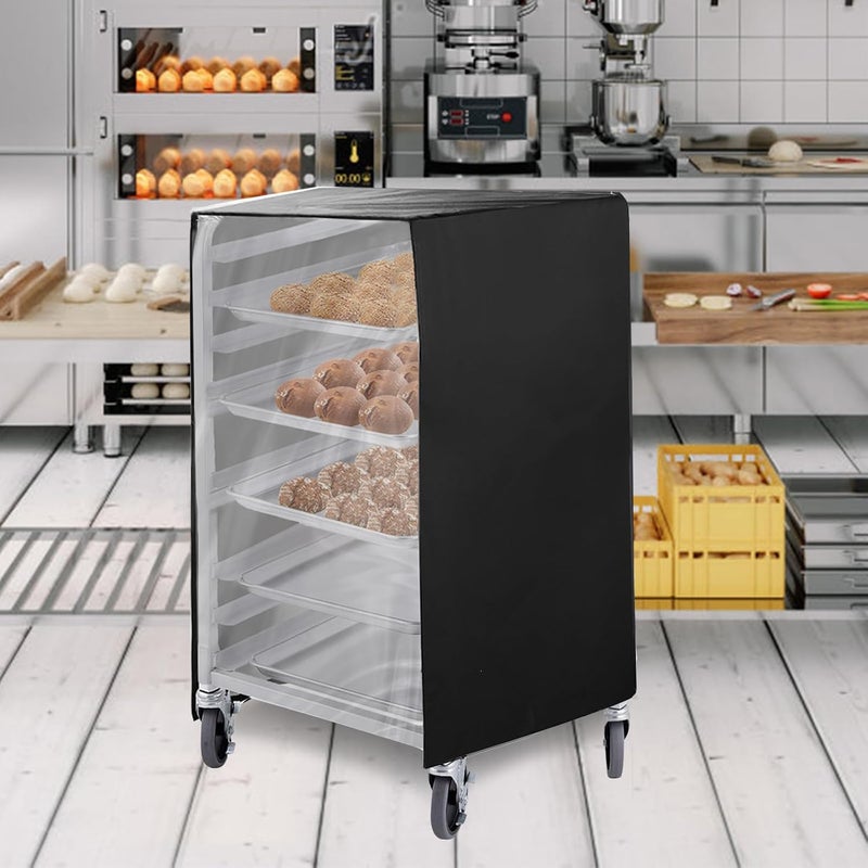 tiscover Bread Rack Cover with Zipper, 10tier Sheet Pan Rack/Bun Pan Rack Cover with Vents ，23"X28"X32" Bakery Single Rack Covers Waterproof and Dustproof，Black - Image 2