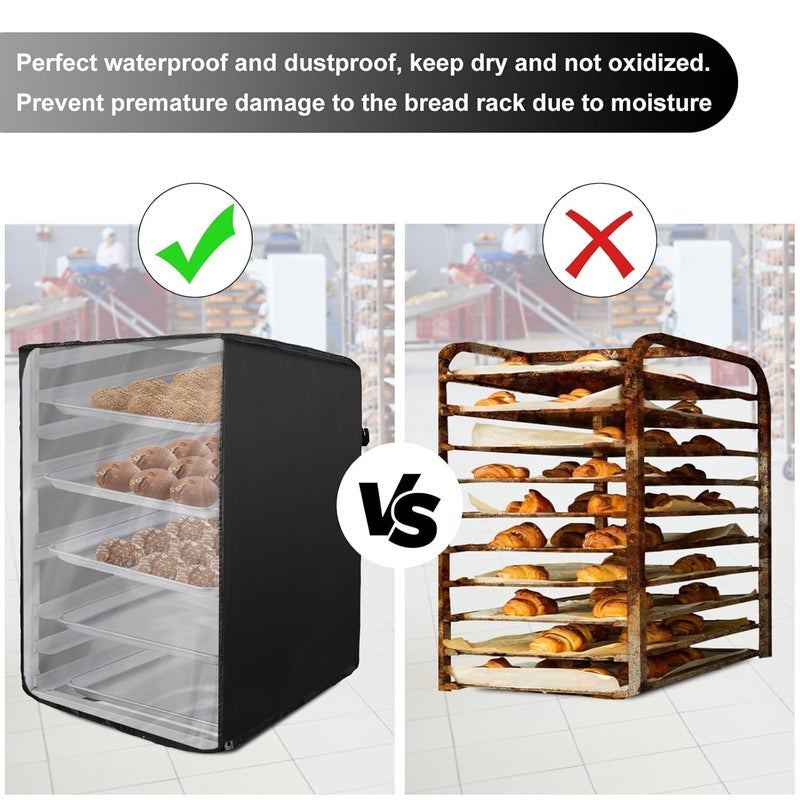 tiscover Bread Rack Cover with Zipper, 10tier Sheet Pan Rack/Bun Pan Rack Cover with Vents ，23"X28"X32" Bakery Single Rack Covers Waterproof and Dustproof，Black - Image 5