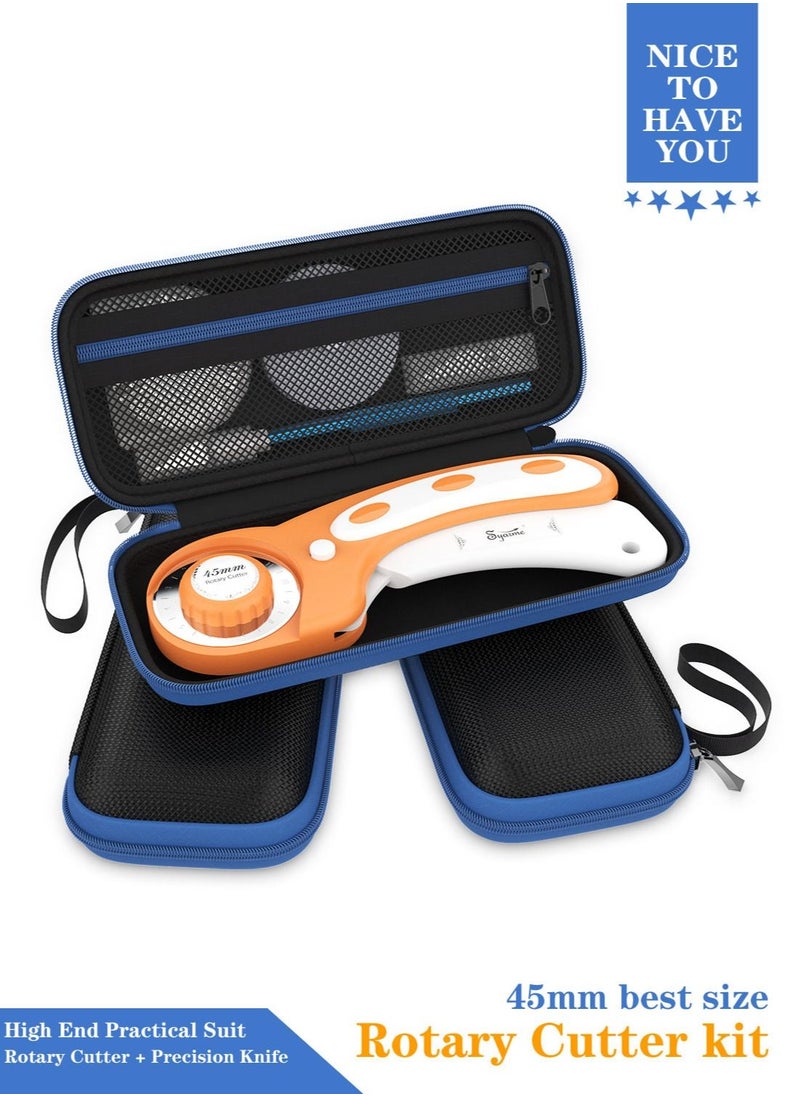 Syarme Rotary Cutter, 45mm Rotary Cutter Fabric Set with 6 Spare Rotary Blades for Precisely Cutting of Fabric, Leather, Paper, Fibers and More. Includes Storage Box, Precision Knife -  Orange  - Image 2