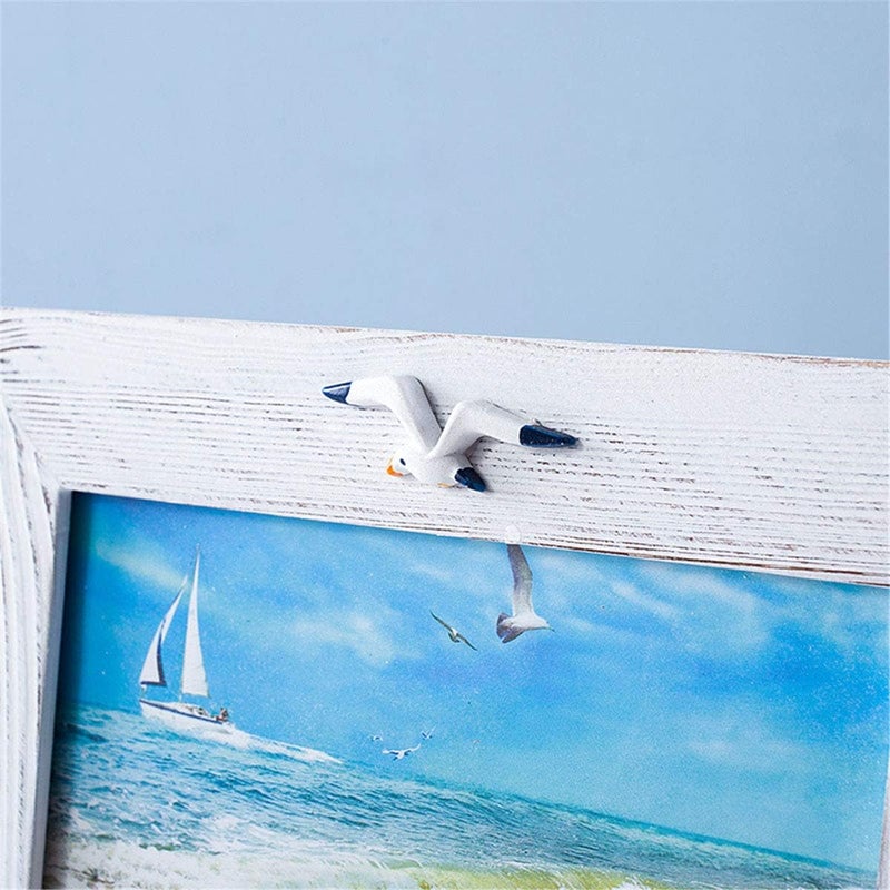 JANOU Mediterranean Photo Frame Wooden Picture Frame Wooden Photo Frame Holder for Nautical Beach Themed Home Coffee Shop Decoration, 6x4 Inch - Image 3