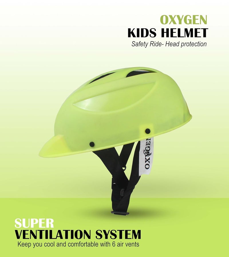 OXYGEN Kids Bicycle Helmet for Age 3-8 Years – Lightweight & Adjustable Safety Helmet for Boys & Girls | Cycling, Skating, Scooter | Shock Absorbent EPS Foam & Air Vents | Neon Yellow - Image 2