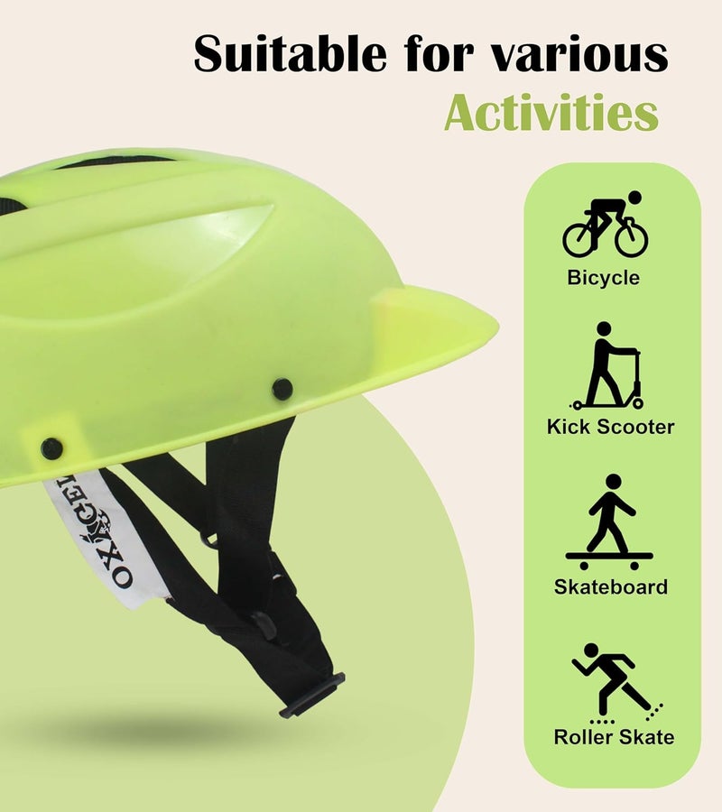 OXYGEN Kids Bicycle Helmet for Age 3-8 Years – Lightweight & Adjustable Safety Helmet for Boys & Girls | Cycling, Skating, Scooter | Shock Absorbent EPS Foam & Air Vents | Neon Yellow - Image 4
