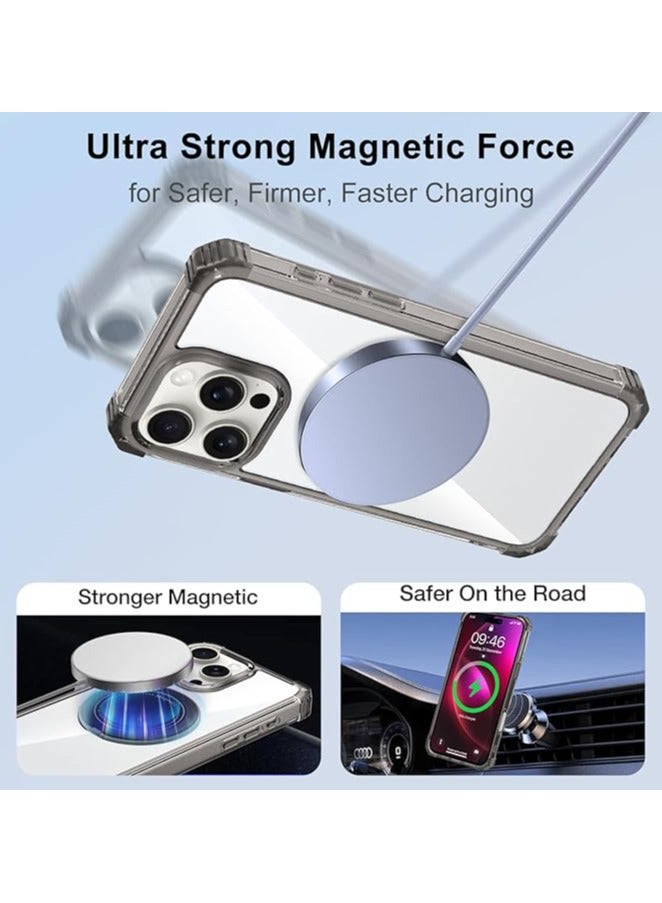 Clear Case for iPhone 16 Pro Max Case with Stand [ Compatible with MagSafe ], Military Grade Heavy Duty Cover with Magnetic 360 Rotatable Ring Kickstand for Women Men, Transparent Black - Image 3