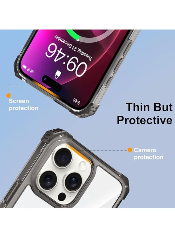 Clear Case for iPhone 16 Pro Max Case with Stand [ Compatible with MagSafe ], Military Grade Heavy Duty Cover with Magnetic 360 Rotatable Ring Kickstand for Women Men, Transparent Black - Image 5