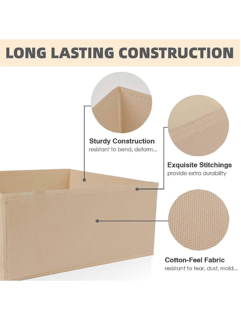 6 Pcs  Drawer Organizer for Clothing Foldable Underwear Drawer Organizer Fabric Closet Organizers and Storage Dresser Drawer Dividers for Clothes Socks Scarves Ties  (Beige)  - Image 5