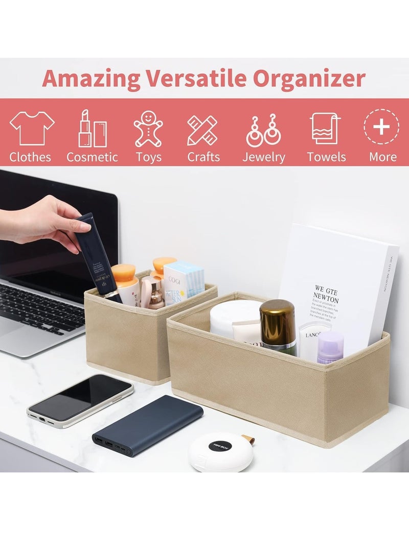 6 Pcs  Drawer Organizer for Clothing Foldable Underwear Drawer Organizer Fabric Closet Organizers and Storage Dresser Drawer Dividers for Clothes Socks Scarves Ties  (Beige)  - Image 2