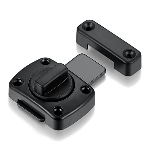 INIRET 2 Packs Rotate Bolt Latch Gate Latches Safety Door Lock,Pet Door Lock, Cabinet Furniture,Windows,Bathroom，Antique Lock Gate Latches Wine Cabinet Closet Door Latches (Black_2 Pack) - Image 1