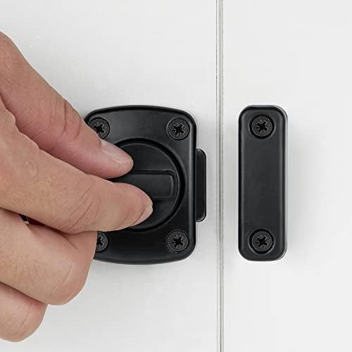 INIRET 2 Packs Rotate Bolt Latch Gate Latches Safety Door Lock,Pet Door Lock, Cabinet Furniture,Windows,Bathroom，Antique Lock Gate Latches Wine Cabinet Closet Door Latches (Black_2 Pack) - Image 3