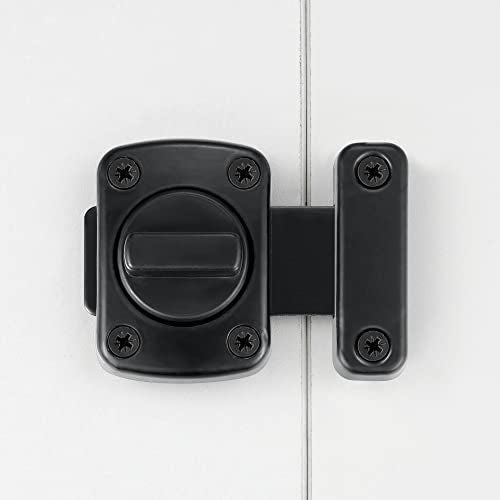 INIRET 2 Packs Rotate Bolt Latch Gate Latches Safety Door Lock,Pet Door Lock, Cabinet Furniture,Windows,Bathroom，Antique Lock Gate Latches Wine Cabinet Closet Door Latches (Black_2 Pack) - Image 5