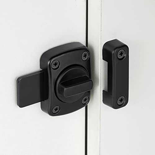 INIRET 2 Packs Rotate Bolt Latch Gate Latches Safety Door Lock,Pet Door Lock, Cabinet Furniture,Windows,Bathroom，Antique Lock Gate Latches Wine Cabinet Closet Door Latches (Black_2 Pack) - Image 4