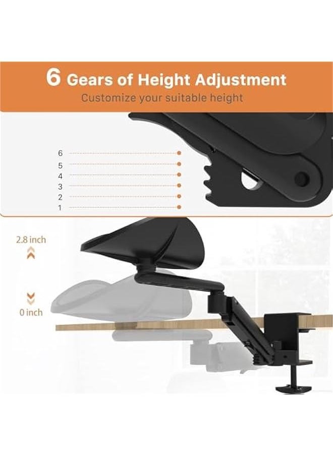 MIXDE - Adjustable Armrest for Desk, Ergonomic 360°Rotating Elbow Cushion Pad with 6-Level Height, Above Desk Extension Platform Arm Support for Left/Right Hand - Image 1
