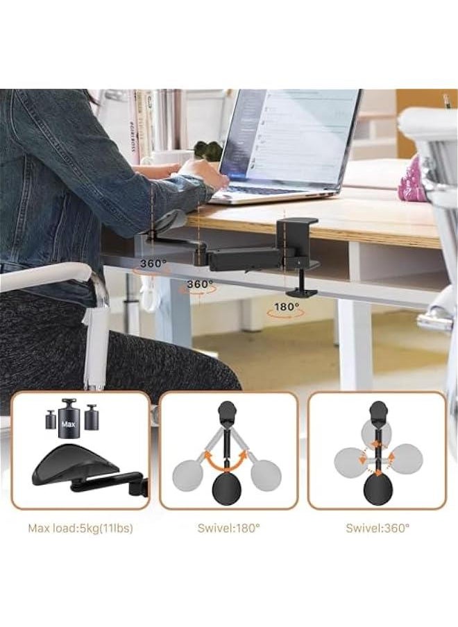 MIXDE - Adjustable Armrest for Desk, Ergonomic 360°Rotating Elbow Cushion Pad with 6-Level Height, Above Desk Extension Platform Arm Support for Left/Right Hand - Image 1