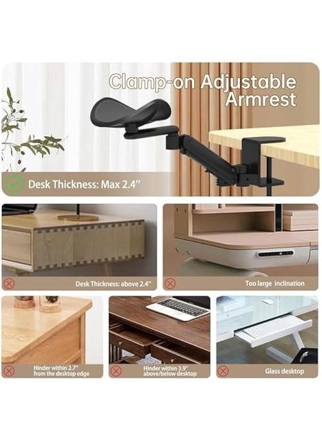 MIXDE - Adjustable Armrest for Desk, Ergonomic 360°Rotating Elbow Cushion Pad with 6-Level Height, Above Desk Extension Platform Arm Support for Left/Right Hand - Image 1