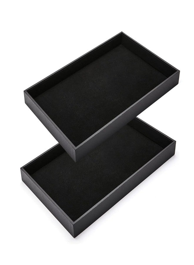 XCRUI 2Pcs Black Velvet Stackable Jewelry Tray Showcase Display Earring Necklace Bracelet Rings Organizer… - Image 1