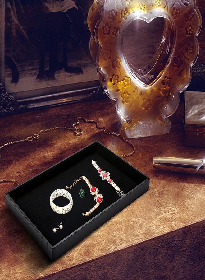 XCRUI 2Pcs Black Velvet Stackable Jewelry Tray Showcase Display Earring Necklace Bracelet Rings Organizer… - Image 5