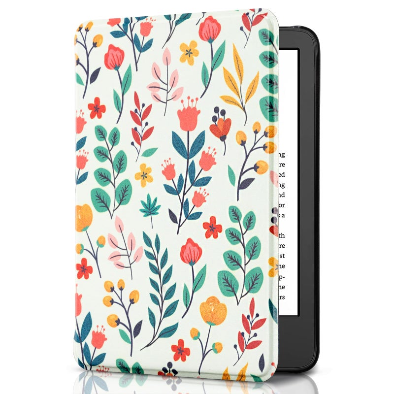 CoBak Case for All New 6 Inch Kindle 2024 and 2022 (11 Generation) - PU Leather Smart Cover, Auto Sleep and Wake, Premium Protective Case for Kindle Basicï¼ŒSpringtime Delight - Image 1