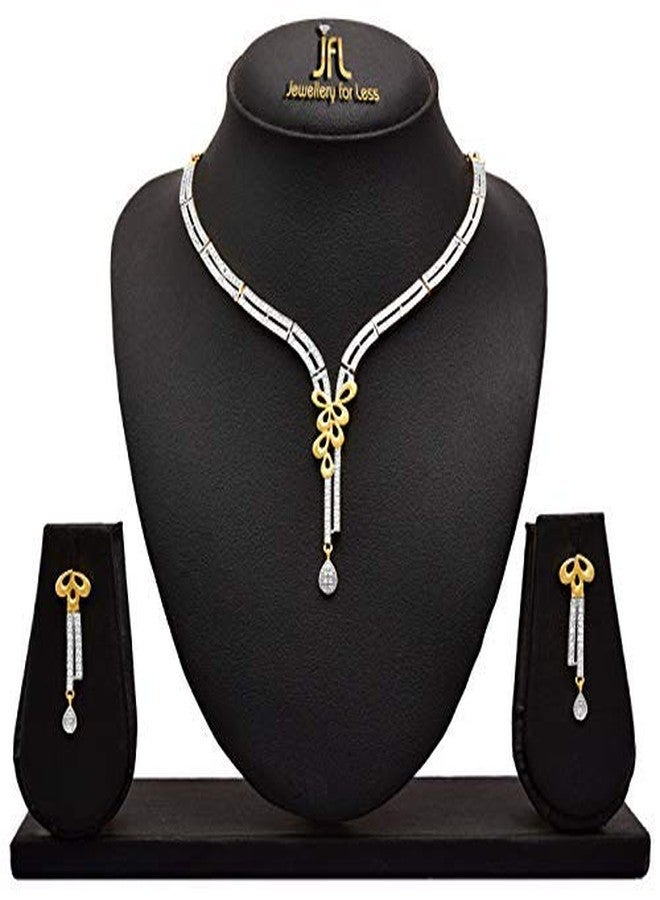JFL - Fashion Fusion One Gram Gold Plated Cz American Diamond Necklace Set for Women & Girls.,Valentine - Image 2