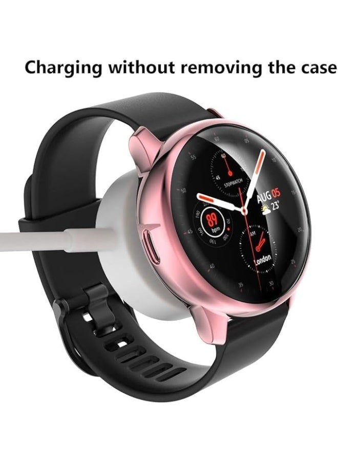 compatible with Samsung Galaxy Watch Active 2 44mm Screen Protector Case, Plated Soft TPU Case Full Coverage Screen Protective Cover Bumper Shell for Galaxy Active 2 44mm Smart Watch (Pink) - Image 3