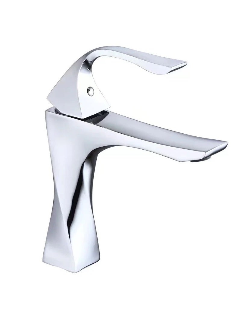 Short shiny chrome sink mixer - Image 1
