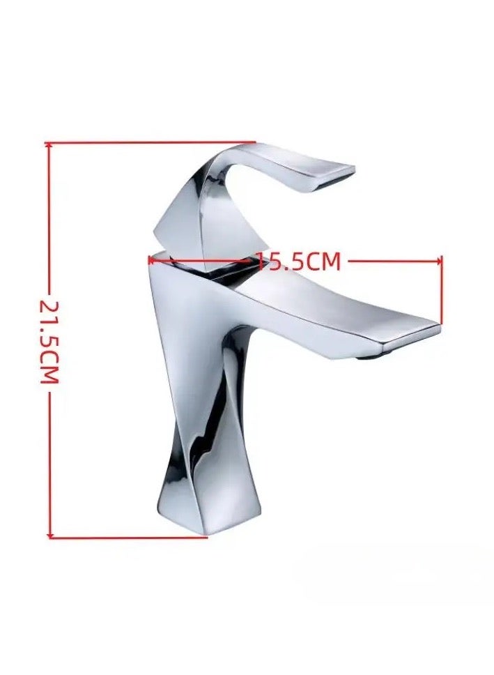 Short shiny chrome sink mixer - Image 3