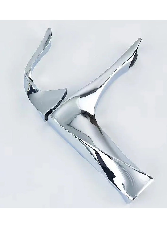 Short shiny chrome sink mixer - Image 4