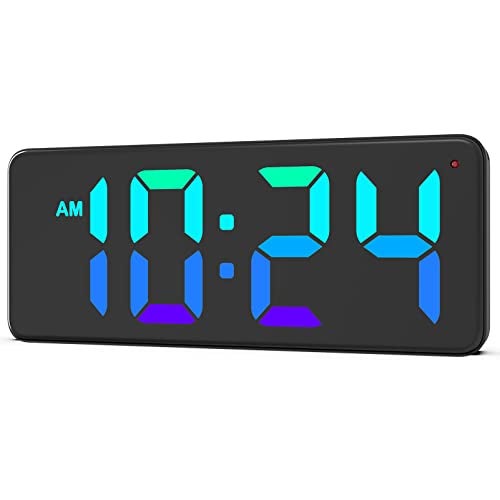 XUANZIT LED Digital Wall Clock with Dynamic RGB Display, Big Digits, Auto-Brightness, 12/24Hr Format, Modern Electric Small Silent Wall Clock for Living Room, Bedroom, Classroom, Farmhouse, Kitchen, Office - Image 1