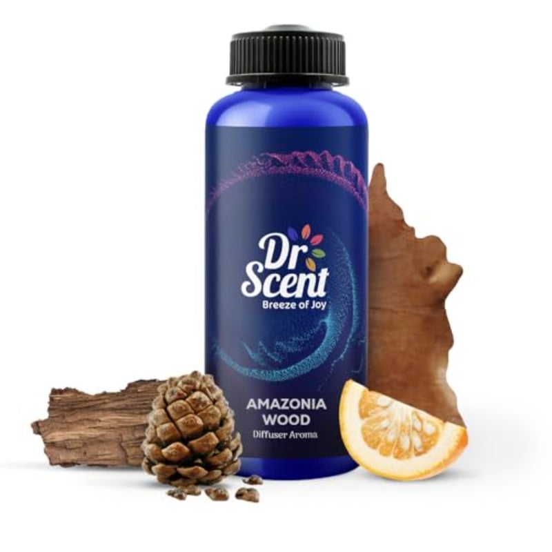 Dr Scent Premium Diffuser Aroma Oil- Amazonia Wood - Refreshing Bergamot and Seville Orange Blend Leather and Balsamic Middle Notes Woody Cedarwood Base Long-lasting Fragrance 500ml - Image 1