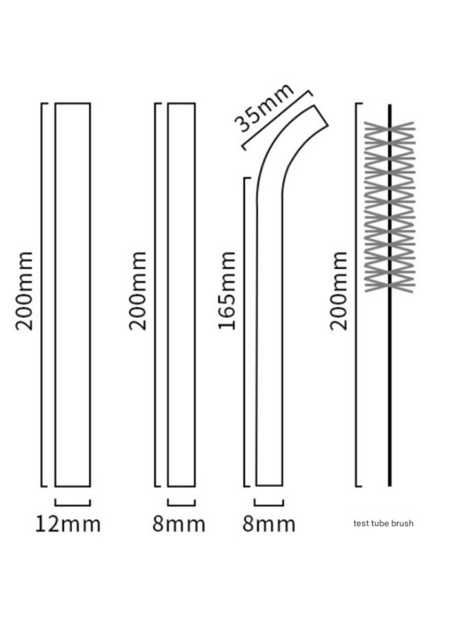 مجموعة 3 قطع من مصاصات زجاجية شفافة بحجم كبير مع صندوق تخزين من جلد البقر، تصميم مستقيم ومنحني للعصائر والحليب والماء، أعواد تقليب بأسلوب بسيط مع فرشاة تنظيف، تشمل: 1 مصاصة مستقيمة 8×200مم، 1 مصاصة منحنى 8×200مم، 1 مصاصة مستقيمة 12×200مم - Image 3