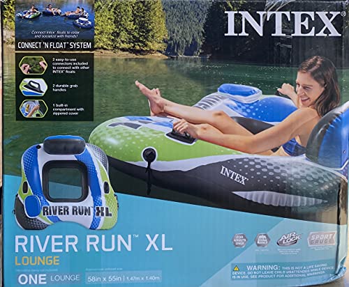 Intex River Run XL Lounge Tube - Inflatable Pool River Raft Ride- Vibrant Blue, White, and Green - Image 2