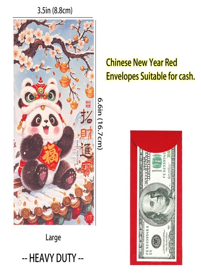 Temogole Chinese Red Envelopes Hong Bao Lucky Money Envelopes 2025, Chinese New Year Red Pockets Cash New Year of Snake Hong Bao Li Xi Fancy Envelopes for Spring Festival, Birthday and Wedding Panda 24 Pcs - Image 2