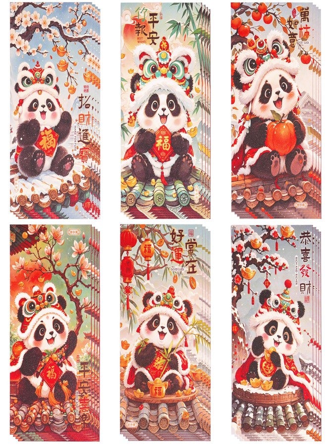 Temogole Chinese Red Envelopes Hong Bao Lucky Money Envelopes 2025, Chinese New Year Red Pockets Cash New Year of Snake Hong Bao Li Xi Fancy Envelopes for Spring Festival, Birthday and Wedding Panda 24 Pcs - Image 1
