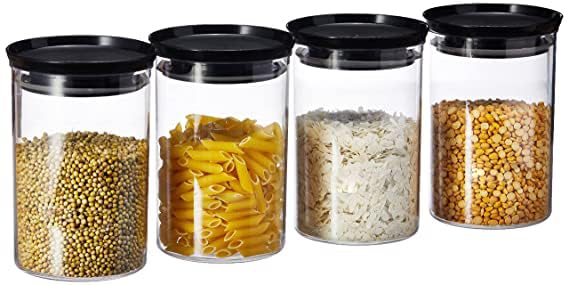 Homeor Plastic Storage Jar and Container Set I Air Tight & BPA Free Stackable Containers for Kitchen Storage Set I Grocery Kitchen Container Set I Multipurpose Kitchen Jar, 900 Ml Each, Set 6, Black - Image 4
