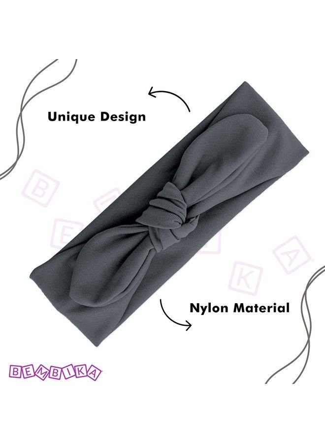 BEMBIKA Bow Headband For Baby Girl Hair Accessories For Girls Headband For Babies Grey - Image 4