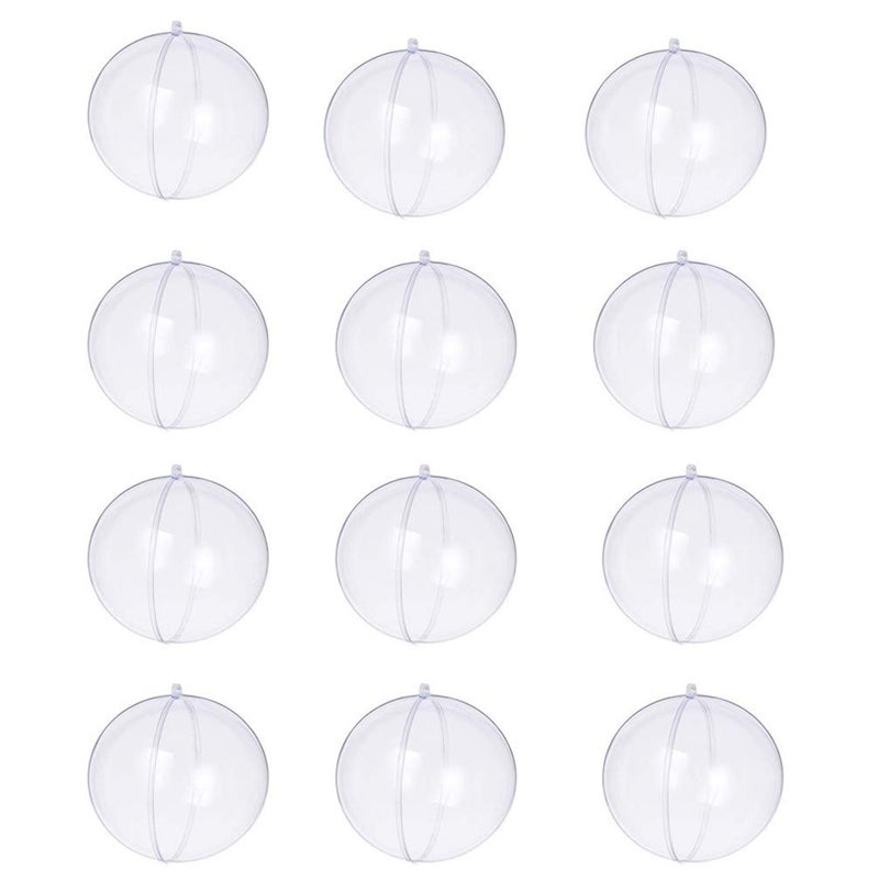 Wenosda Clear Plastic Acrylic Fillable Ball Ornament Set (80mm 12pcs) - Image 1