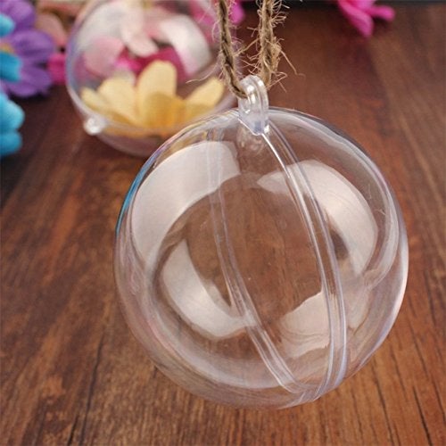 Wenosda Clear Plastic Acrylic Fillable Ball Ornament Set (80mm 12pcs) - Image 3