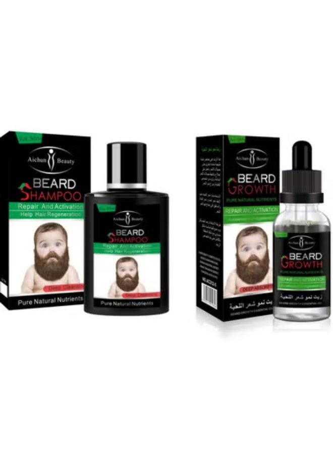 Aichun beauty Beard Growth Hair Shampoo 100ml+Beard Growth Hair Oil 30ml