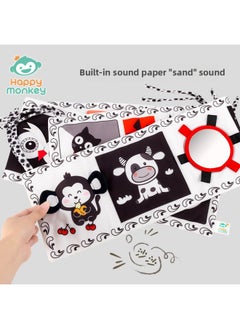 Generic Baby's Black And White Bed Cloth Book Can't Be Torn Baby's Cartoon Bed Hanging Ornaments With Observation Mirror Ringing Paper-Color:Hmk Black And White Bed Cloth Book-fox  - Image 3