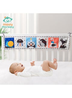 Generic Baby's Black And White Bed Cloth Book Can't Be Torn Baby's Cartoon Bed Hanging Ornaments With Observation Mirror Ringing Paper-Color:Hmk Black And White Bed Cloth Book-fox  - Image 2