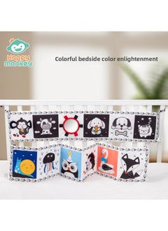 Generic Baby's Black And White Bed Cloth Book Can't Be Torn Baby's Cartoon Bed Hanging Ornaments With Observation Mirror Ringing Paper-Color:Hmk Black And White Bed Cloth Book-fox  - Image 4
