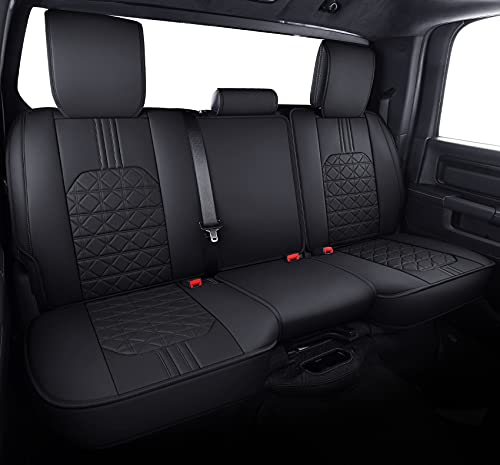 YIERTAI Rear Seat Covers for RAM 2009-2023 2024 2025 2026 1500HD 2010-2026 2500 3500HD Pickup Crew Double Cab Quad Cab Waterproof Faux Leather Back Seat Cover(1 Rear Seat Cover/Black) - Image 5