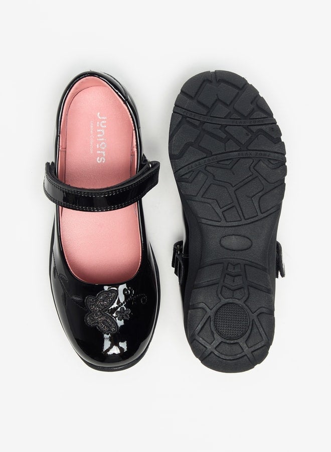 جونيورز حذاء ماري جين مدرسي بتطريز زهري وإغلاق بشريط لاصق - Image 4