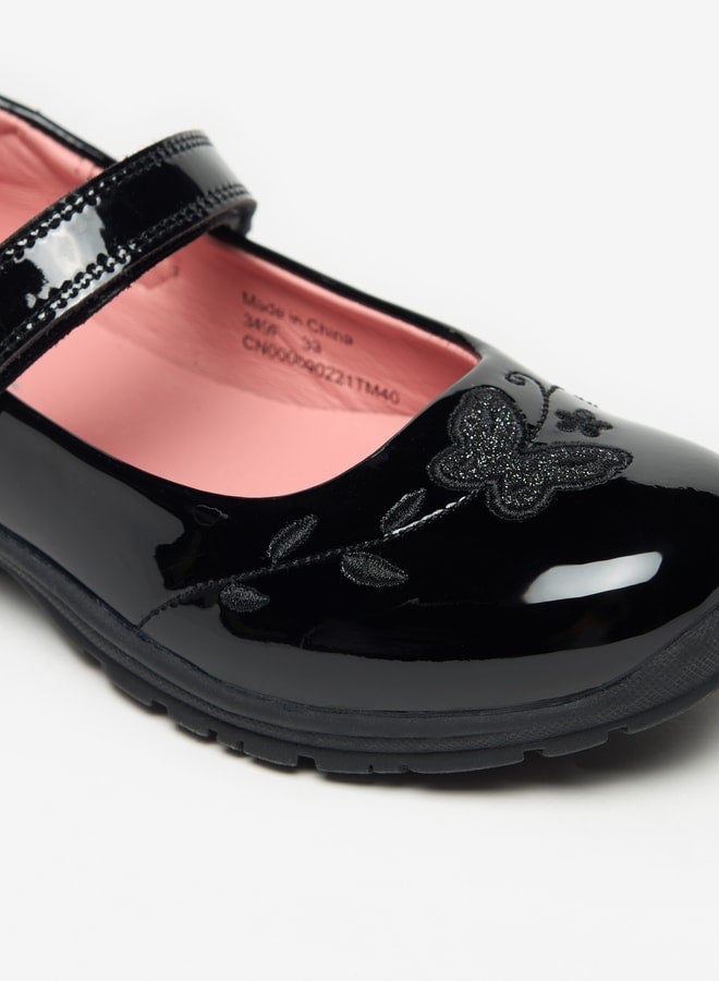 جونيورز حذاء ماري جين مدرسي بتطريز زهري وإغلاق بشريط لاصق - Image 5