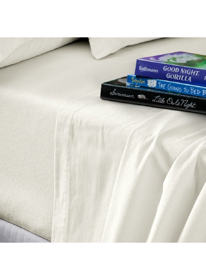 Lavish Touch Double Brushed Flannel 160 GSM Sheet Set RV Twin XL Vanilla - Image 5