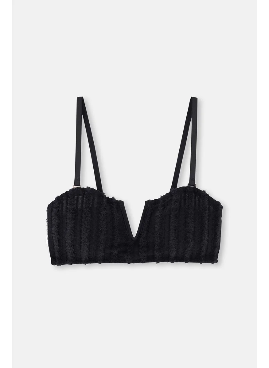 dagi Black Lace Deep V Detailed Bustier