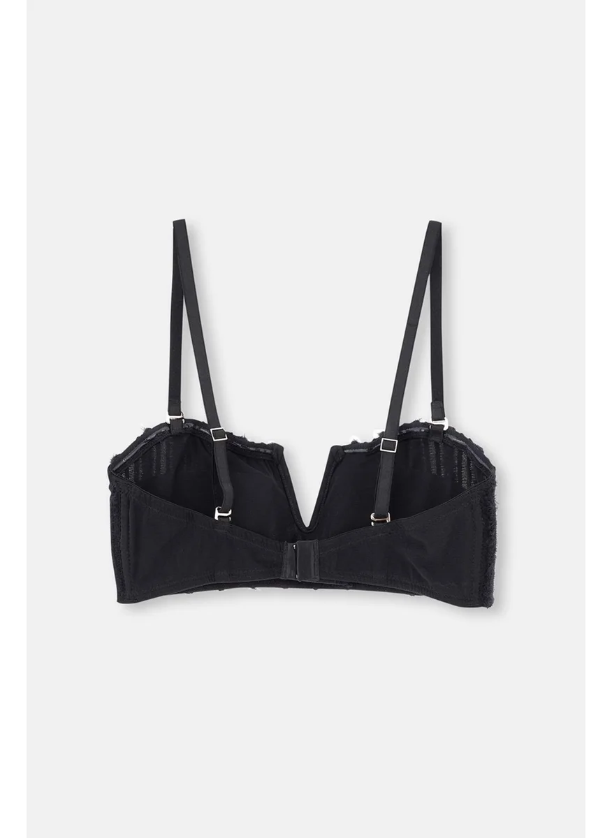 dagi Black Lace Deep V Detailed Bustier