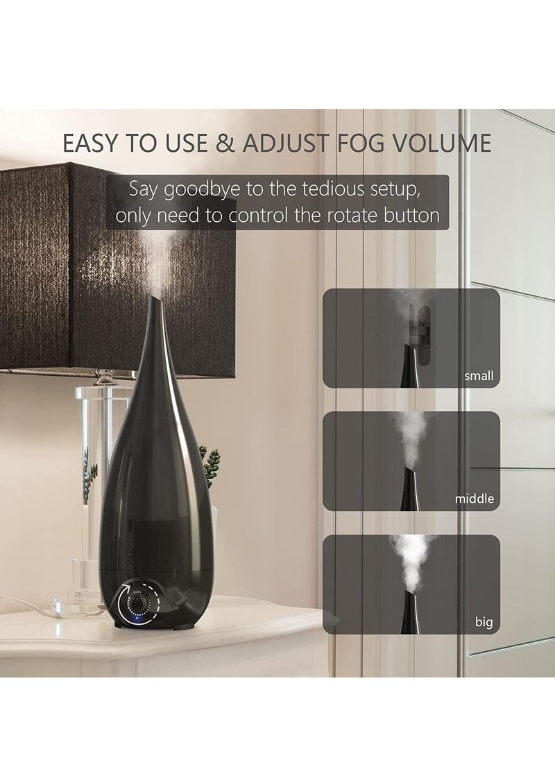 EasyLife - Cool Mist Humidifiers for Bedroom Vase Design 2 Nozzle Essential Oil Air Diffuser Plant Humidifier Desktop Modern Room Decoration Man Woman Gift Black - Image 1