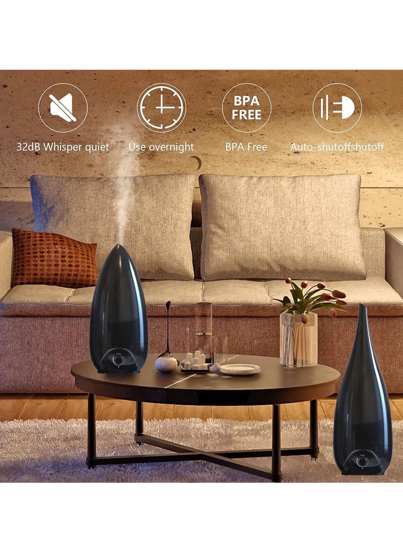 EasyLife - Cool Mist Humidifiers for Bedroom Vase Design 2 Nozzle Essential Oil Air Diffuser Plant Humidifier Desktop Modern Room Decoration Man Woman Gift Black - Image 1