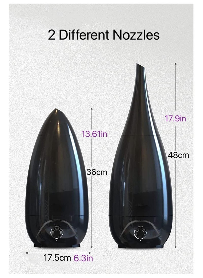 EasyLife - Cool Mist Humidifiers for Bedroom Vase Design 2 Nozzle Essential Oil Air Diffuser Plant Humidifier Desktop Modern Room Decoration Man Woman Gift Black - Image 1